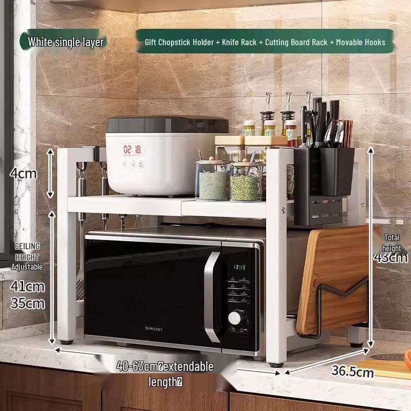 

Extendable 3-Tier Carbon Steel Microwave Oven Rack