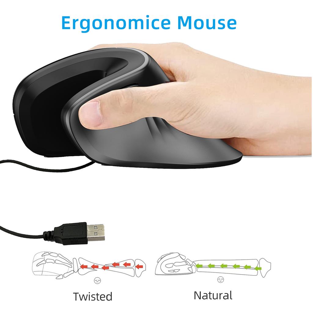 Vertical Mouse Wireless 2.4G Rechargeable Ergonomic Design Mice 3200DPI Adjustable Optical E sports Mice
