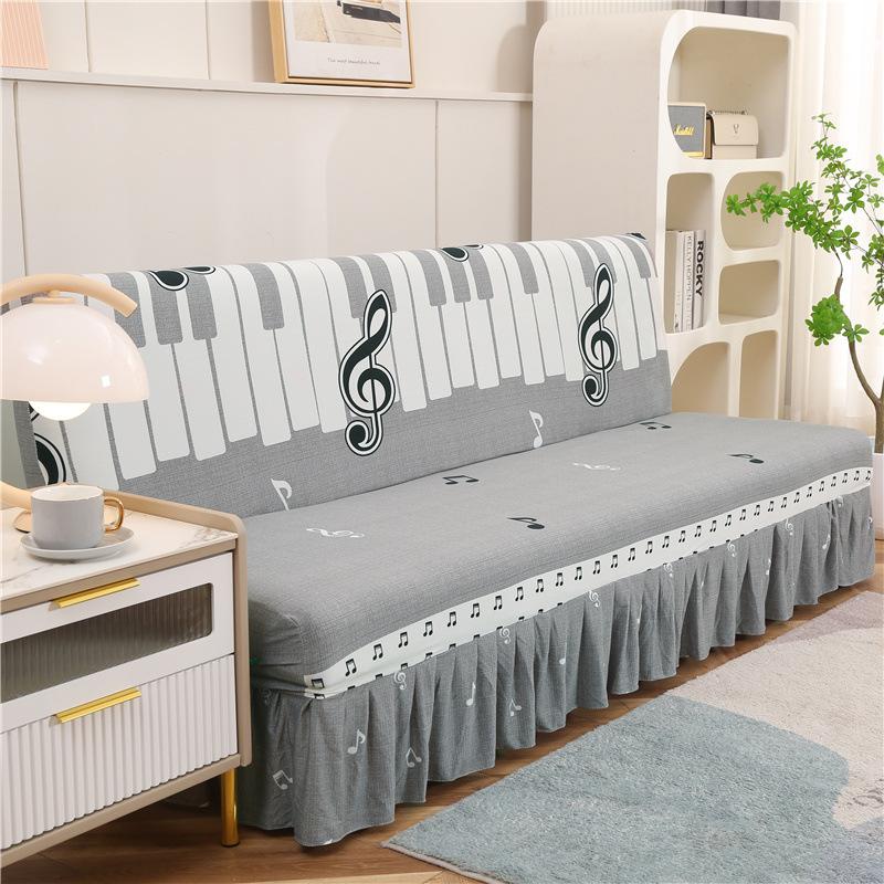 Printed Stretch Sofa Bed Cover Armless Folding Sofa Covers with Skirt Elastic Couch Slipcover for Living Room Funiture Protector
