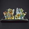 Cute Handmade Glass Crafts: Auspicious Pixiu (Hikyu) Small Colorful Pair