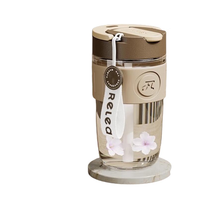 

Wushengwu 520ml Portable Glass Cup with Straw