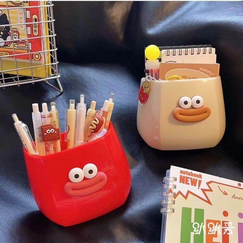 Boîte de rangement de bureau pour étudiant durable Fille de dessin animé Pot à crayons simple Nouvelles boîtes de rangement en plastique