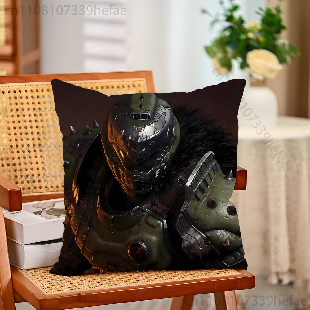 DDoomslayer Game Pillow Case Plush Pillow Cases Home Decoration Pillow Cover for Sofa Bed Chair Living Room