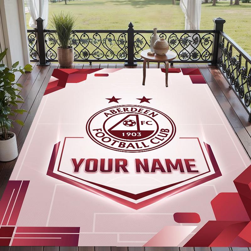 Custom Text Printed Rug Aberdeen FC Non Slip Floor Carpet For Home Room Decor