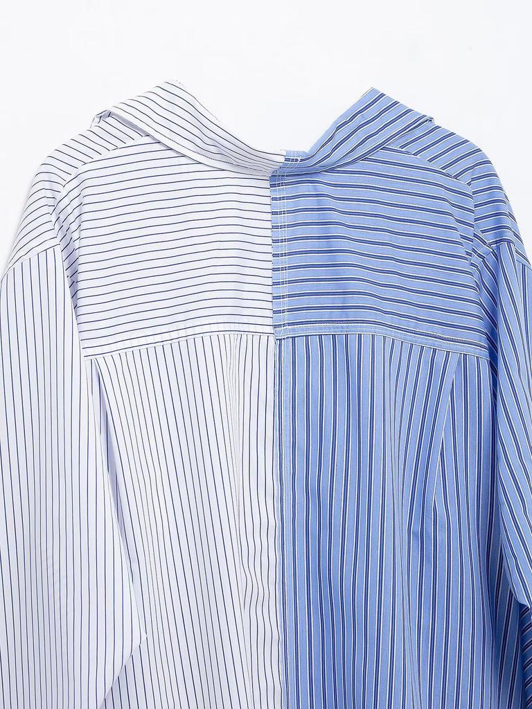 Women's Spring 2025 Fashion: Striped Long-Sleeve Single-Breasted Shirt
