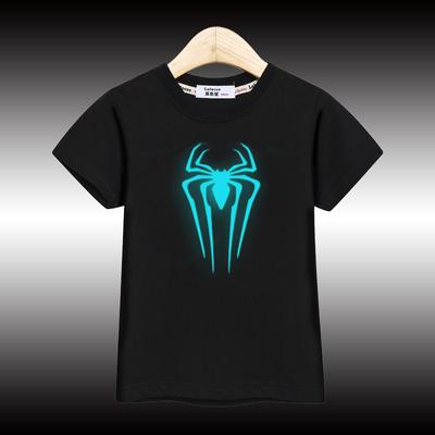 Boys' Summer T-shirt Nightglow Spider Design Top Children's Short Sleeved T-shirt