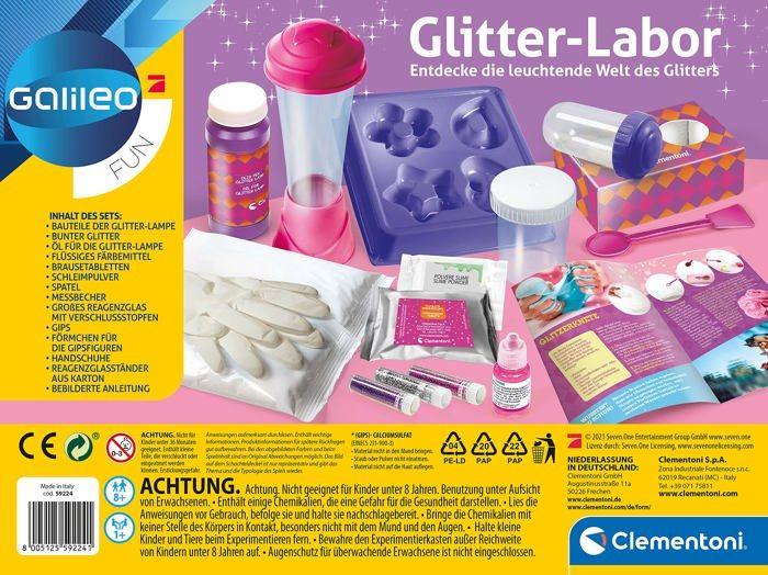 Clementoni - 59224 - Galileo Laboratoire a Paillettes - Kit D'experiences Pour Les Enfants a Partir De 8 Ans, , Colore