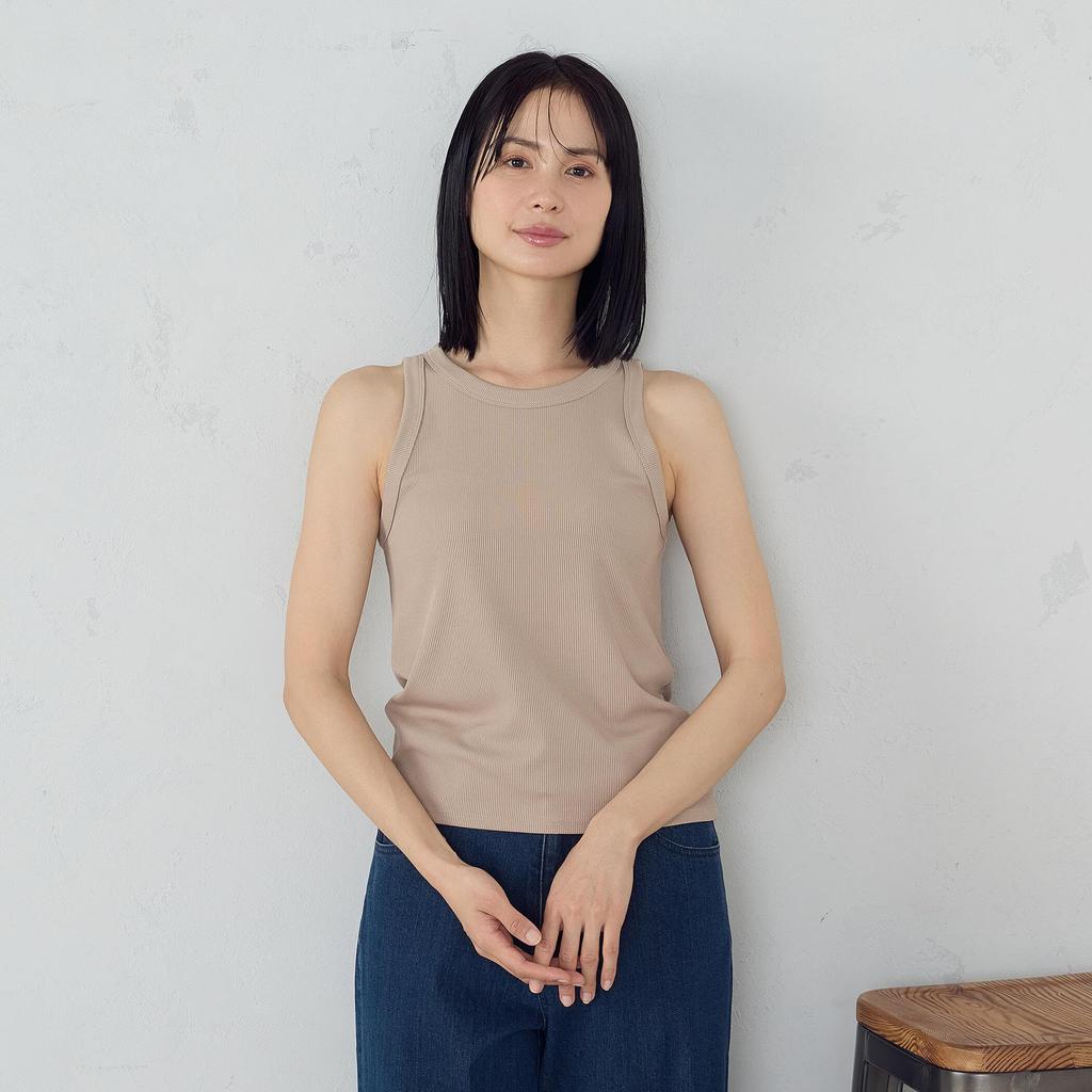 Comme Ca Ism American Sleeve Tank Beige Top, 12-63CK05-205, Medium,