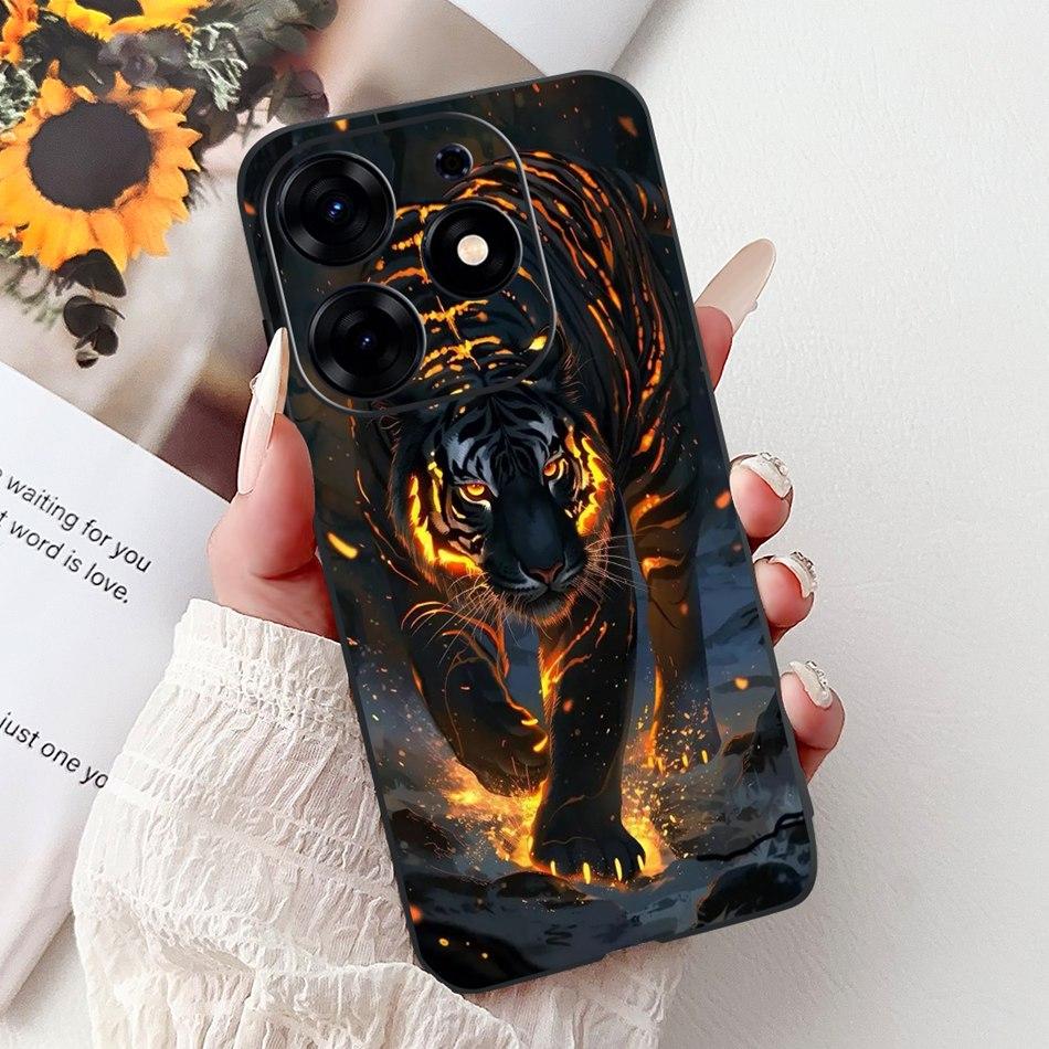 For Tecno Spark 10 Pro Phone Case Spark 10Pro 4G KI7 Elegant Floral Cat Printing Soft Silicone TPU Cases