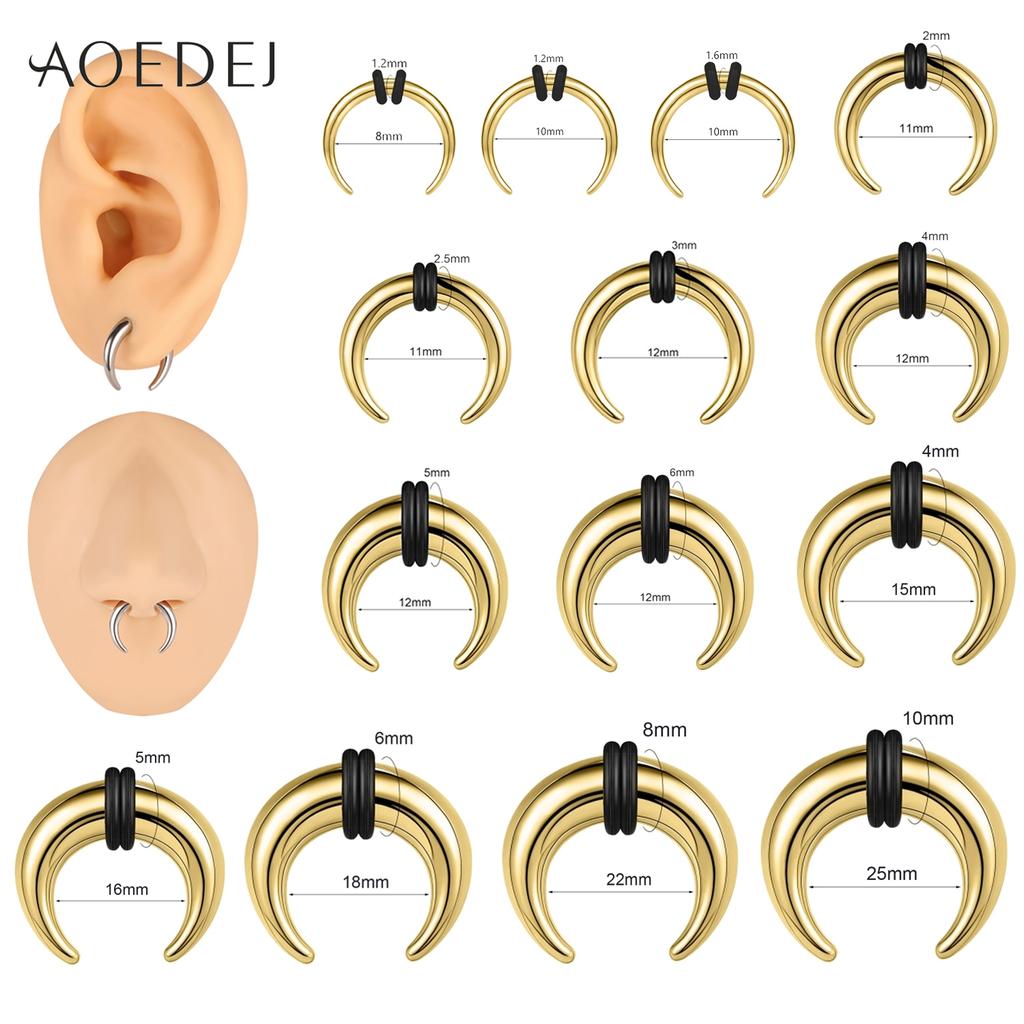 AOEDEJ 1Piece Stainless Steel Nose Ring 8-25mm Horseshoe Shape Septum Rings Colour Nose Studs Earring Punk Body Piercing Jewelry