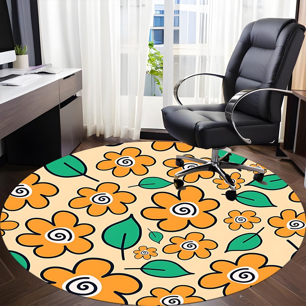 1pc Floral Pattern Chair Carpet for Office, Soft Flannel Throw Mat, Perfect for Office, Holiday Party Decoration Choice yy260320089