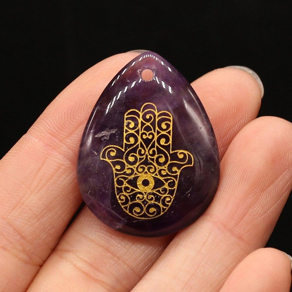 Reiki-Anhänger, natürliche Chakra-Heilung, Reiki-Palme, tropfenförmiger Anhänger für Schmuckherstellung, DIY-Halskette, Armband, Zubehör