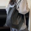 Simple and Retro Woven Pattern Bag, Commuter Single-shoulder Bag, Casual Large-capacity Tote Bag