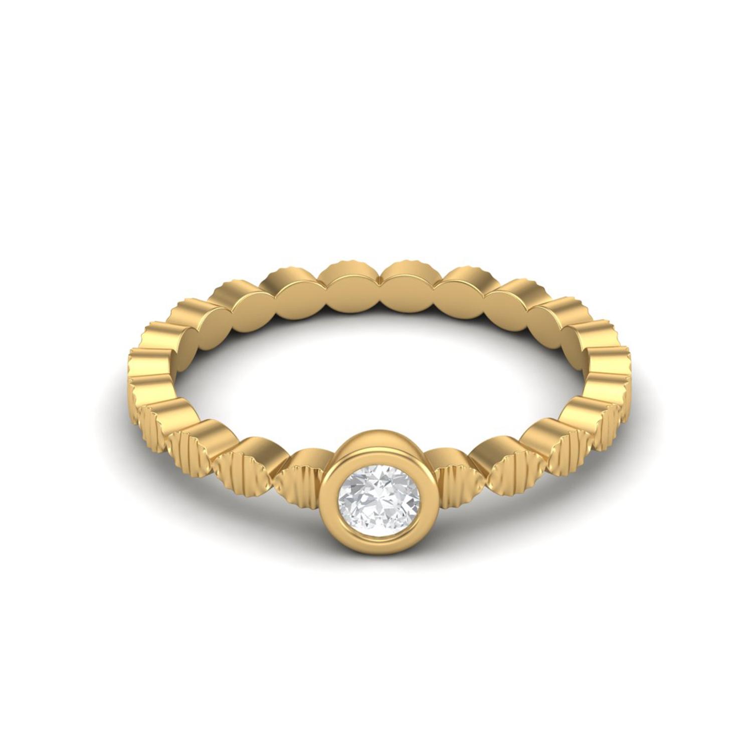 925 Sterling Silver Gold Vermeil 3mm Round Moissanite Stackable Band Women Anniversary Ring