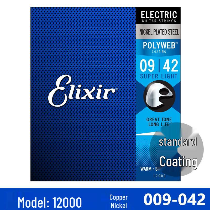 Elixir Electric Guitar Strings Set: 6 Coated Strings, Gauges 09-10-11.