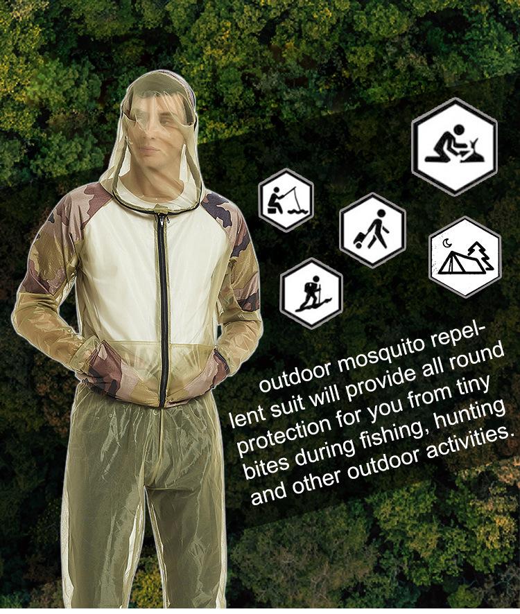 Utendørs 3-delt mesh myggsikker jakke Jungle Adventure Wild Fishing Myggbittbeskyttelse Jakke Hansker Bukser
