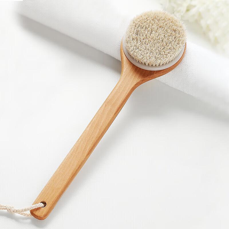 Jiemengzhe Long Handle Boar Bristle Bath Brush