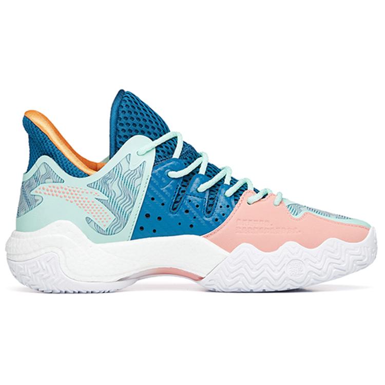 Anta Shock Wave 4 Abrasion Resistant Slip Resistant Low top Basketball Shoes Women's Blue Pink 122231106-2