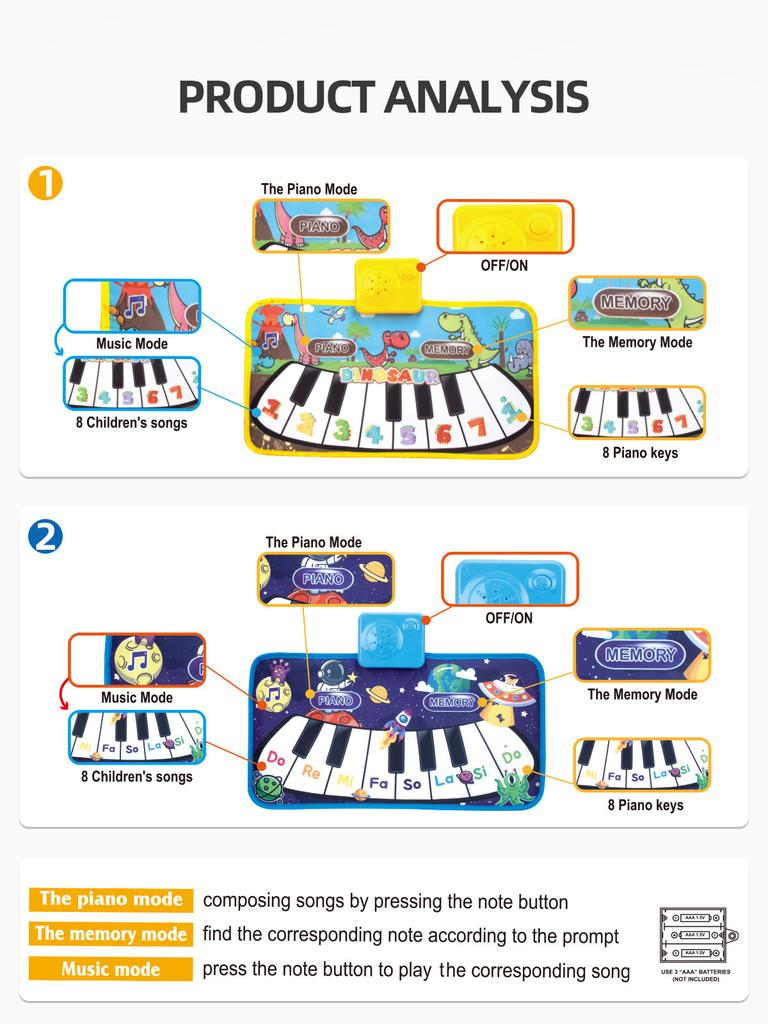 Okul Öncesi Bebek Müzik Dans Battaniyesi Oyuncak Erken Eğitim Hediyesi Çocuk Piyano Klavye Pedi Oyuncak