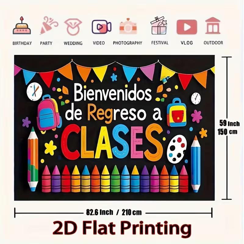 Bienvenidos De Regreso A Clases Backdrop, Spanish Back to School Banner