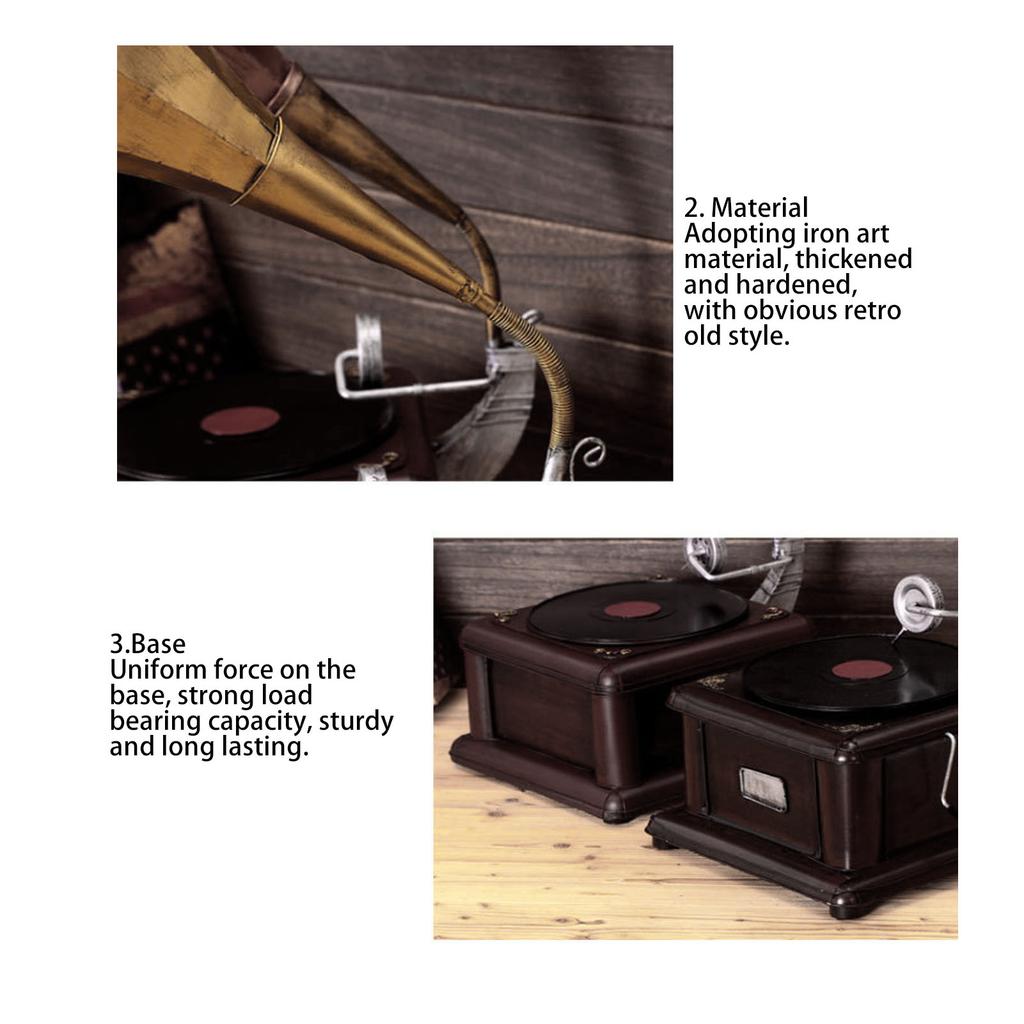 Phonograph im Vintage-Stil Europäische Ornamente Grammophon Dekoration Eisen Schallplattenspieler Modell Handwerk für Zuhause