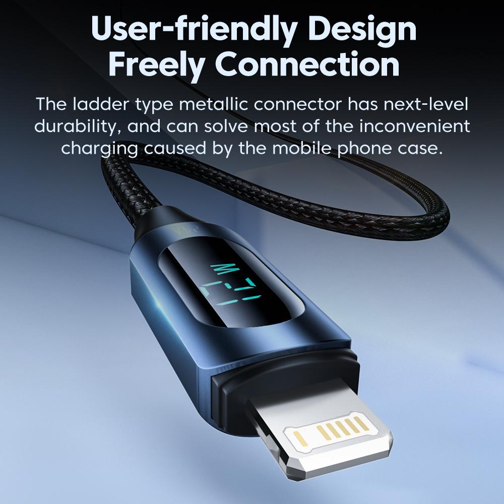 USB Cable To iP Cable for iPhone 14 13 Pro Max LED Digital Display 2.4A Fast Charging Apple Cable for iPad Air Data Cord