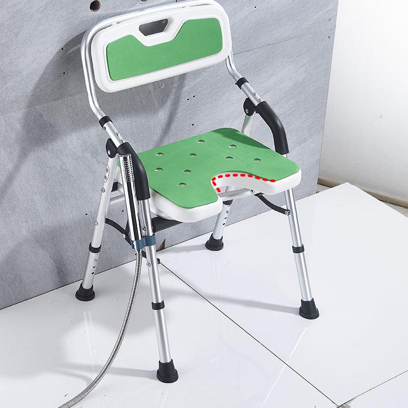 Adjustable Folding Shower Chair for Elderly, Pregnant Women, and Children - Four Height Settings, Portable and Anti-Tip Design.