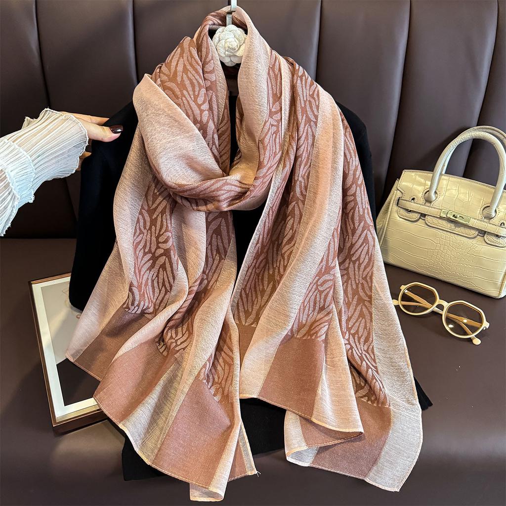 Luxury Long Scarf For Women Elegant Shawl Warps Ladies Hijab Neckerchief Soft Stain Retro Scarves For Travel Wear