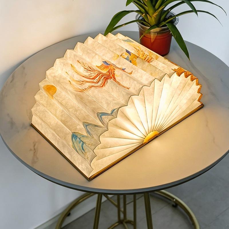 LED Fan Shaped Book Light: Creative Folding Desk Lamp & Night Light Gift