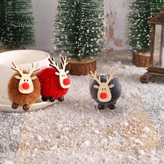 Reusable Christmas Hanging Pendants Felt Elk Ornaments, Cute Fuzzy Pom Reindeer Charming Deer Figurines for Seasonal Decor Pendant, Holiday