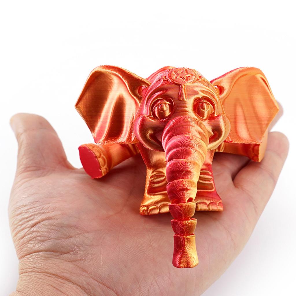 14.5cm Random Gradient 3D Printed Elephant Statue DIY Craft Animal Figurine with Movable Joint Elephant Ornament Tabletop Decor