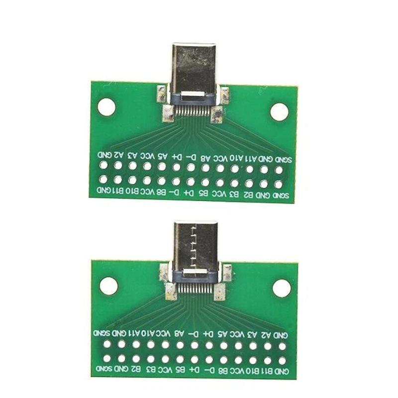 1Pcs Type C 24P 2.54Mm Connector Socket Type-C Male To Female Usb 3.1 Test Pcb Board Adapter For Data Line Wire Cable Transfer