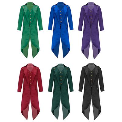 Kids Steampunk Tailcoat Costume Fake Two Piece Victorian Jacket Retro Gold Buttons Renaissance Role Play Vest