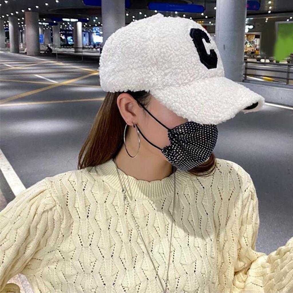 Y2k Teens Baseball Cap with Embroidery C Letter Outdoor Leisure Duckbill Cap Woman Camping Cycling Plush Duckbill Cap