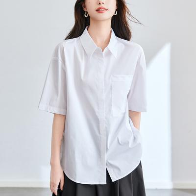 White Short-sleeved Shirt for Women In Summer New Commuting Versatile Korean Style White Shirt Casual Versatile