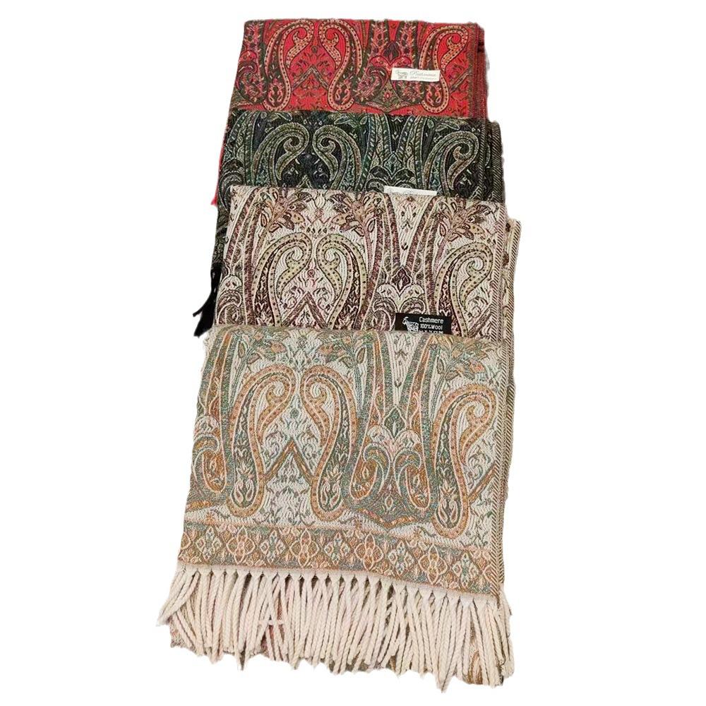 Cashew pattern long jacquard ethnic style vintage fringed shawl, dual-use scarf for women, warm travel cape