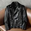 Mens Genuine Leather Jacket Slim Fit Biker Coat Fashionable Youth Large Size Outerwear