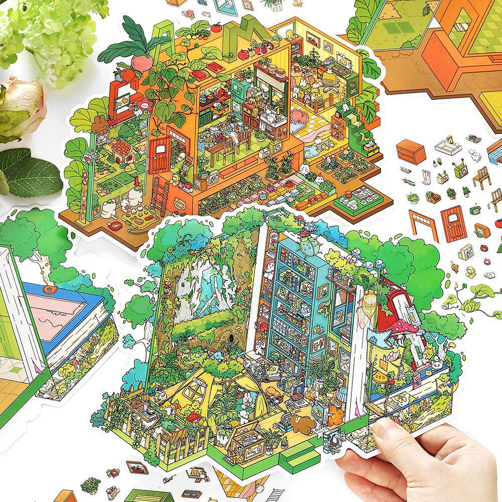Infeel.Me My Little House Scenery Sticker (2.5D Miniature, Large Size) – Series 21 Children's Journal Toy