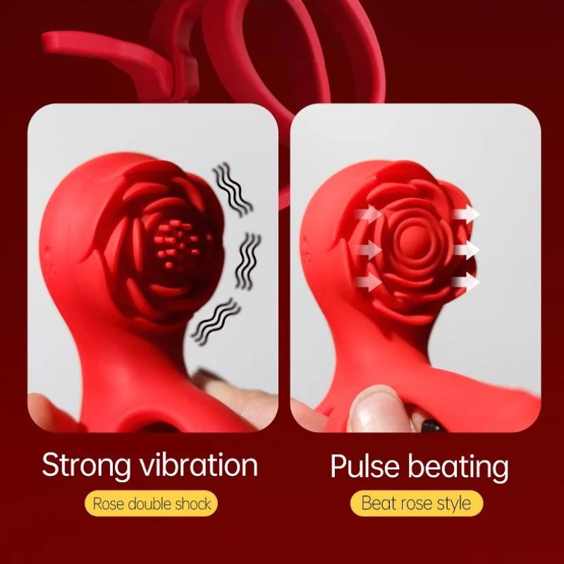 Adjustable Vibrating Cock Ring Penis Rings Vibrator with Rose Clitoral G-spot Vagina Stimulator Delay Ejaculation Remote Control Adult Sex Toy for Men