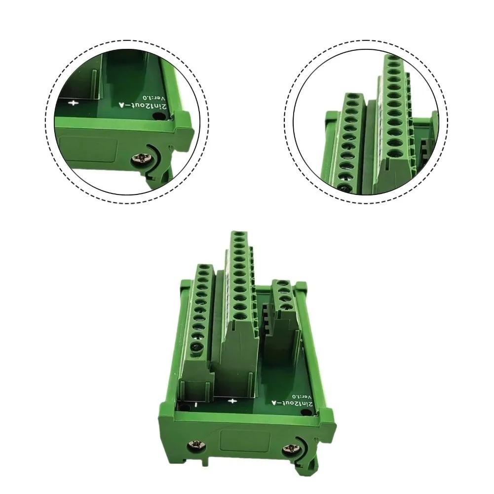 Power Strip 2 Input 12 Output DIN Rail Mounting 78mmx49mmx46mm Power Distribution Terminal Block Splitter Board For DIN Rail