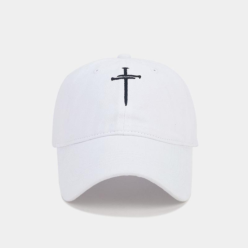 Cross Nail Baseball Cap for Men and Women's Fun Adjustable Soft Top Washed Old Cotton Hat Fashionable Personalized Cap