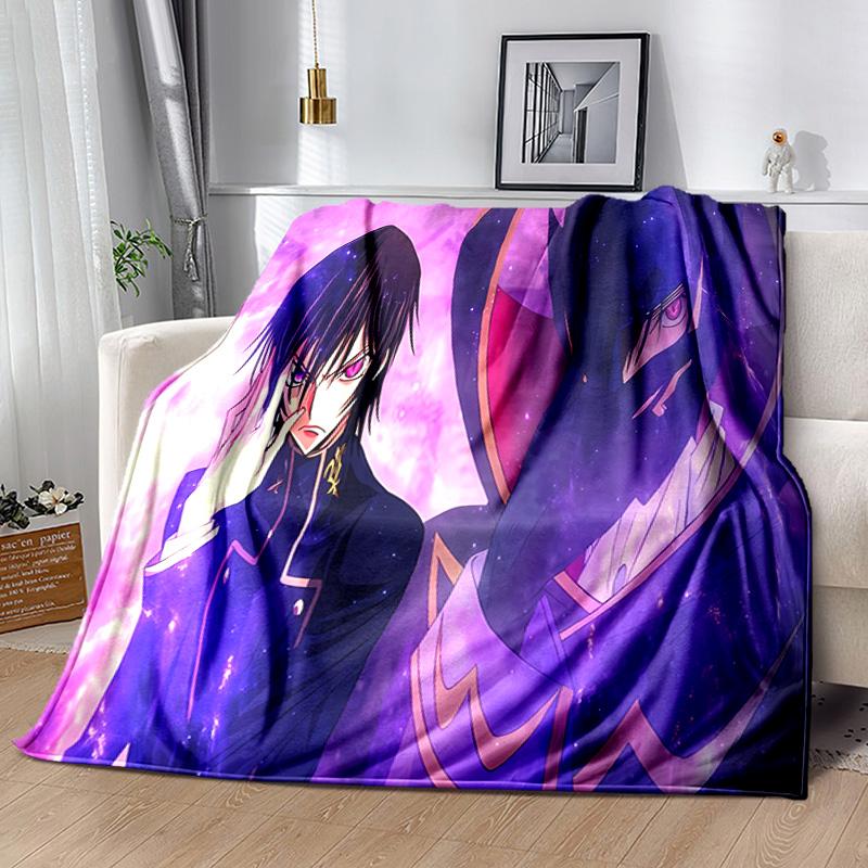 Anime Code Geass printed throw blanket—lightweight,soft,warm;versatile blanket all seasons—perfect air-conditioning throw,nap blanket