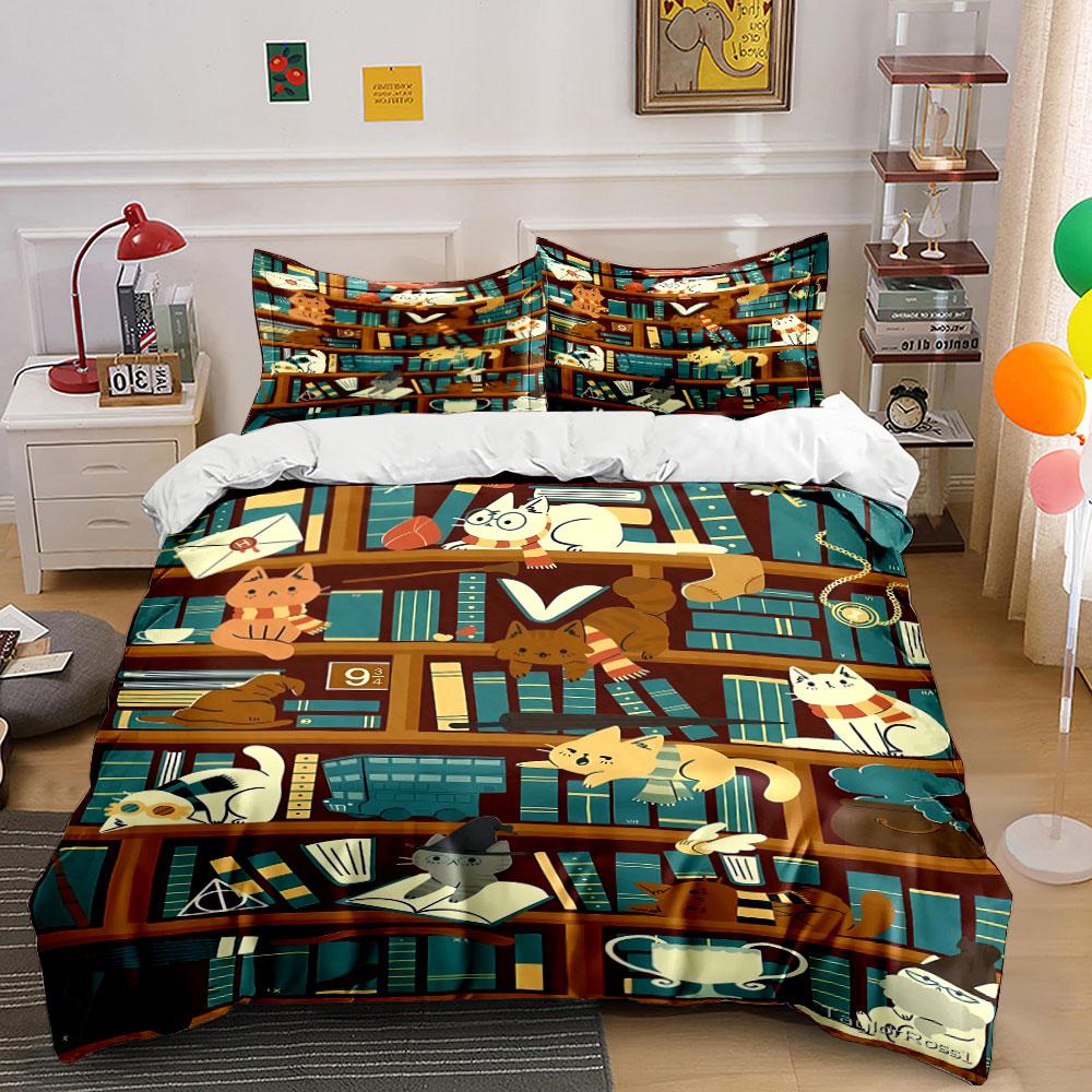 Books, cats, scarves, wand. Bedding sets Duvet cover sets Duvet covers Pillowcases(1*Duvet Cover 2*Pillowcases without duvet insert)