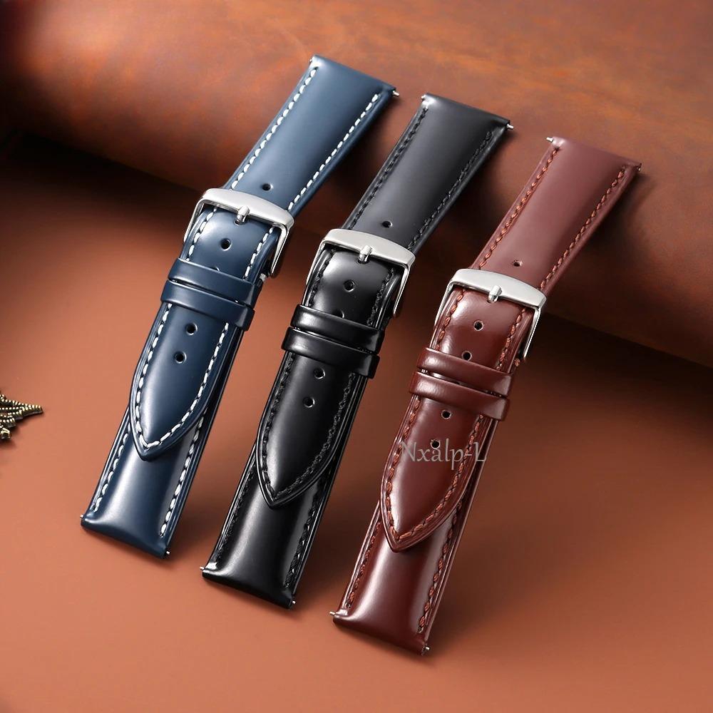 Oiled Leather Strap for Omega for Seiko Watch Band 18mm 19mm 20mm 21mm 22mm Genuine Cowhide Wristband Quick Release Accessories
