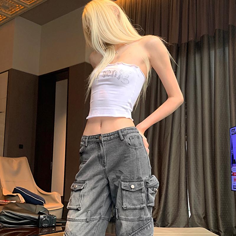 Fashion Vintage Corset Top Letter Print Skinny Y2K Crop Top Hollow Out Women Clothing Streetwear Sleeveless Hottie Ropa De Mujer