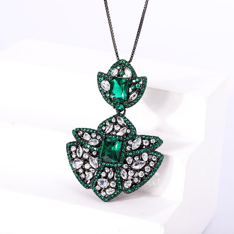 New Huabi jewelry copper bottom gold-plated simulation red corundum court black gold high-end suit women 6 * 8