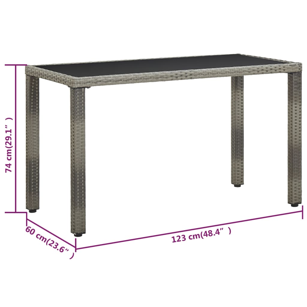 5 Piece Garden Dining Set with Cushions Poly Rattan Grey
