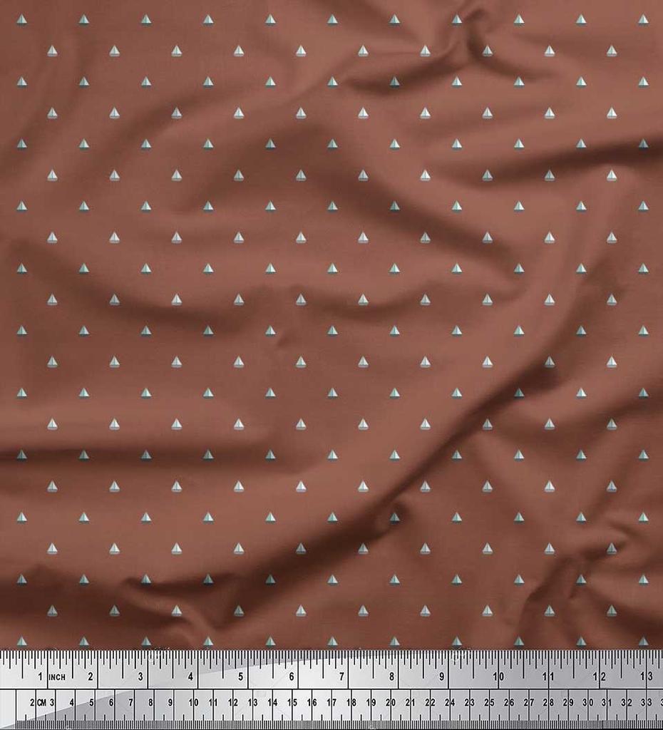 Soimoi Japan Crepe Satin Fabric Sailboat Shirting Fabric Prints By metre 42 Inch