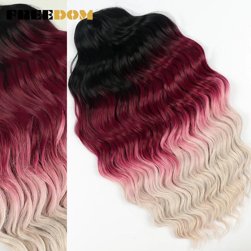 FREEDOM Synthetische Flecht-Haarverlängerungen Tief Gewellt 24 Zoll Lang Lockige Braids Haare Ombre Braun Regenbogen Twist Häkel-Haar
