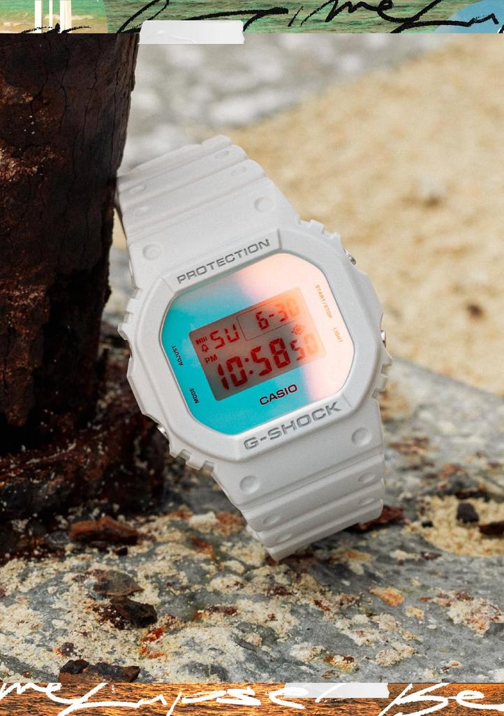 Casio BEACH TIME LAPSE Serie Weiß G-SHOCK DW-5600TL-7JF Herrenuhr,